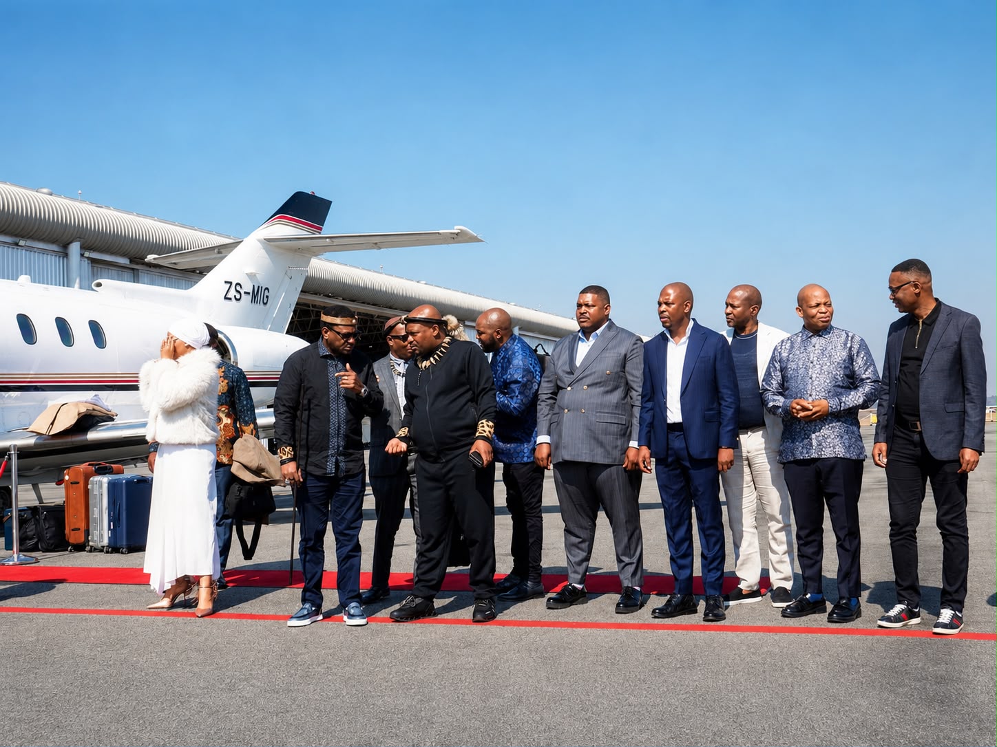 Sakhile Thusi with a delegation arriving for an official engagement